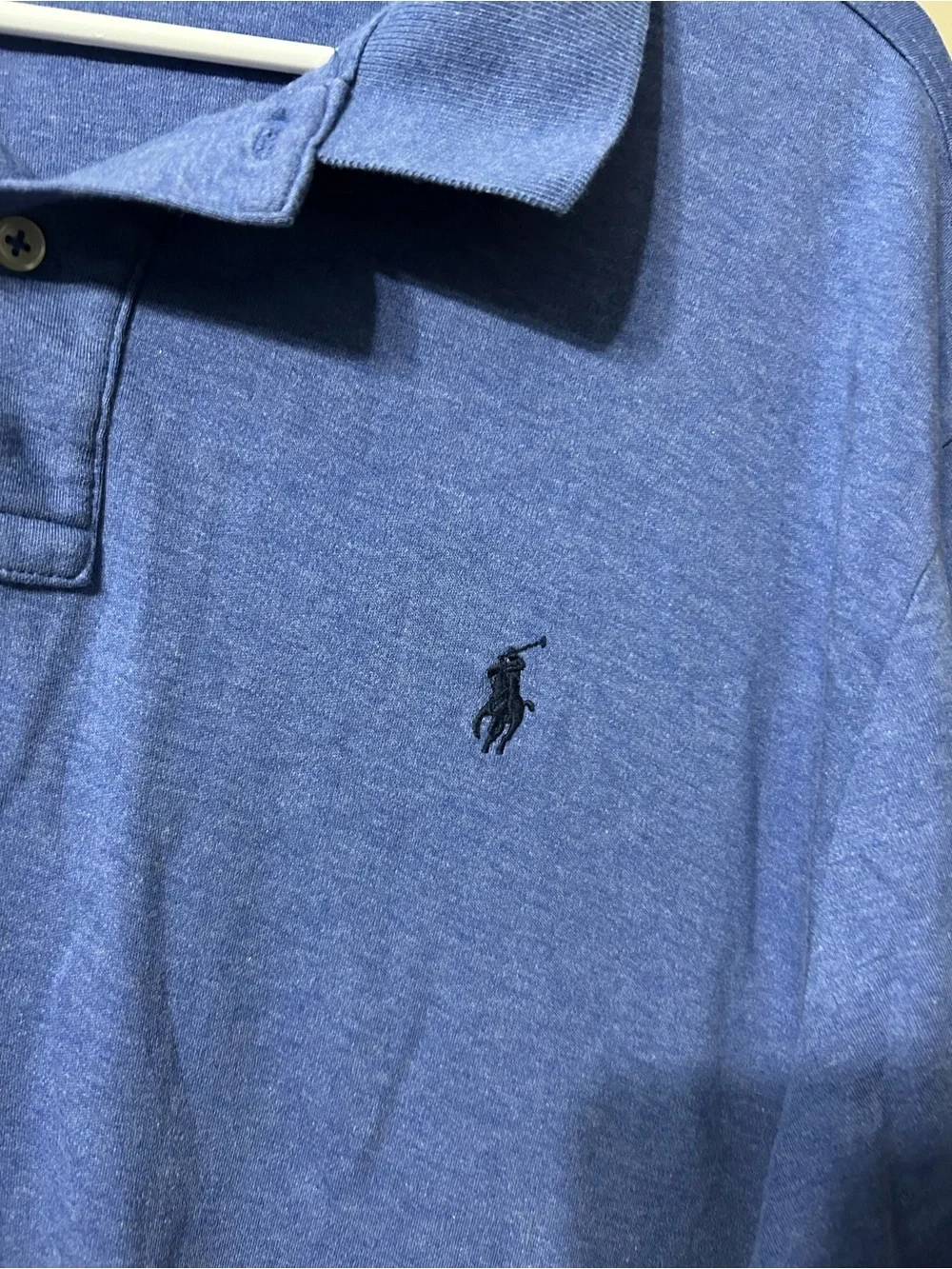 Ralph Lauren Men’s Heather Blue Polo Shirt with Navy Pony 💯 cotton